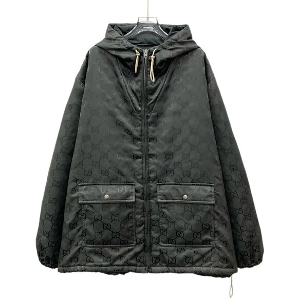 Gucci Dark grey all-over logo print zip-up hoodie jacket - Picture 1 of 9